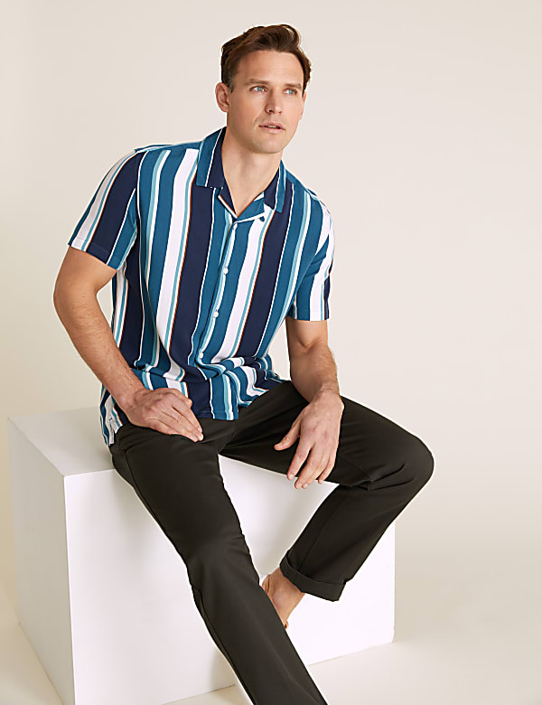 Striped Cuban Collar Shirt