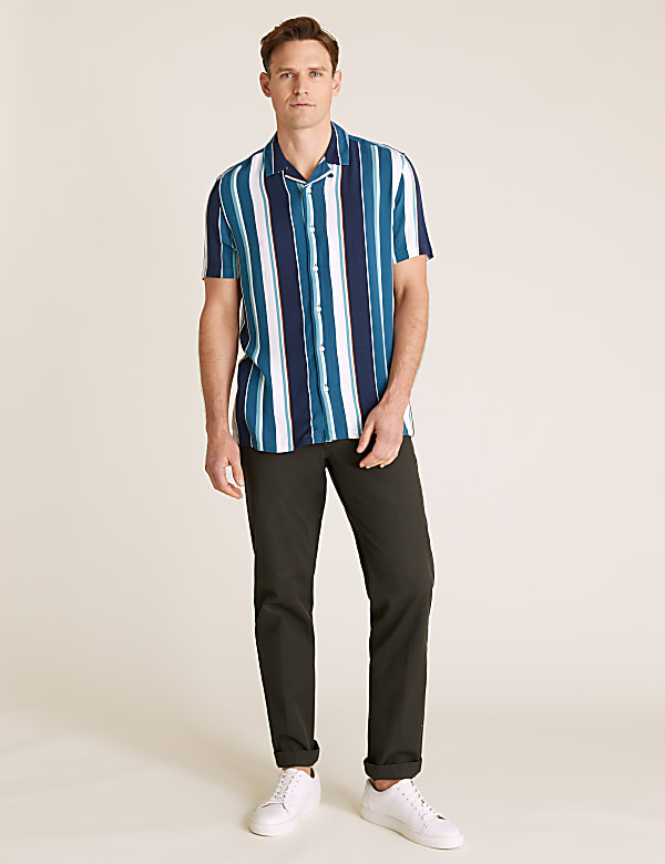 Striped Cuban Collar Shirt