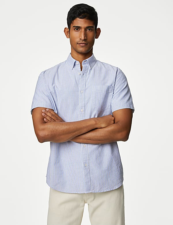 Pure Cotton Striped Oxford Shirt - LT