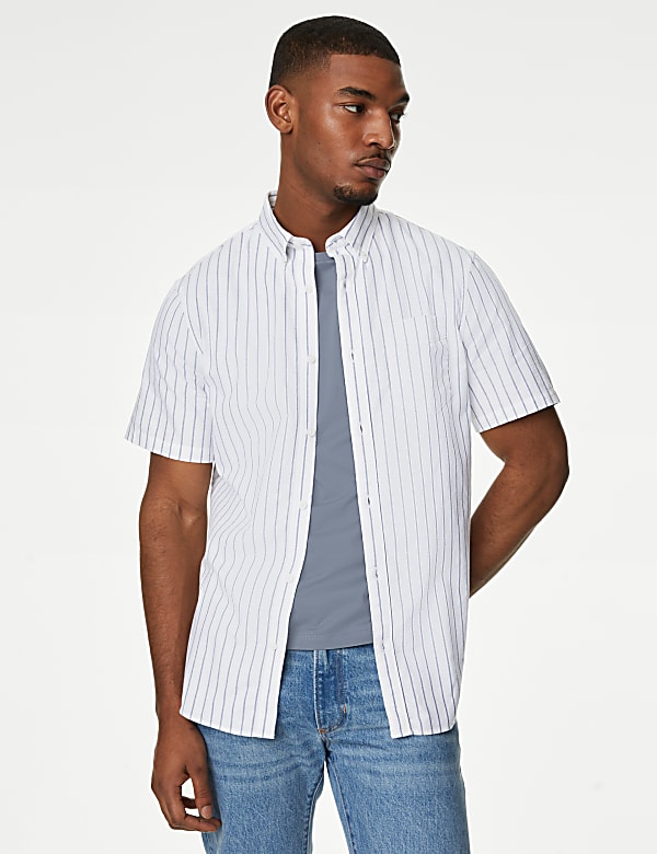 Pure Cotton Striped Oxford Shirt - EE