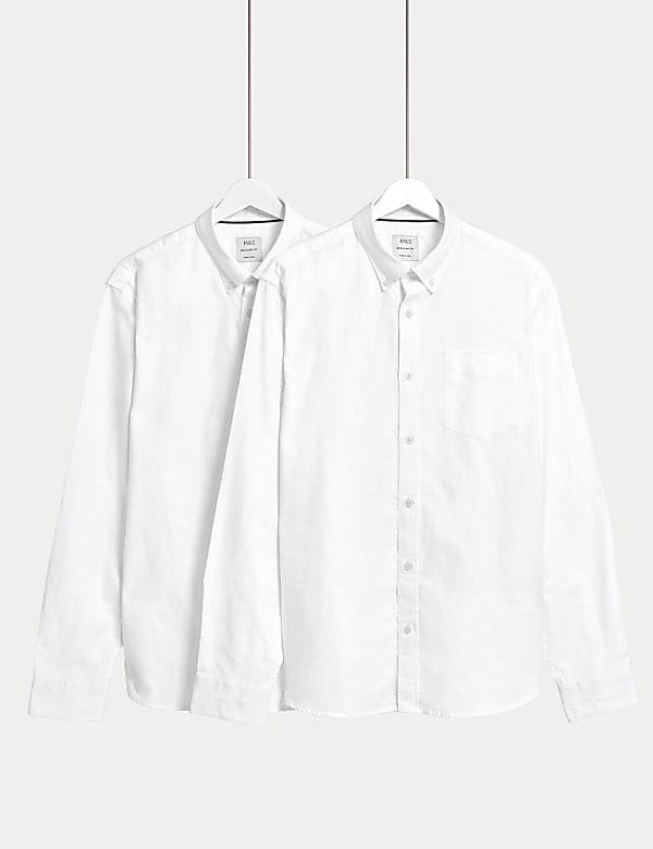 2pk Easy Iron Pure Cotton Oxford Shirts - HU