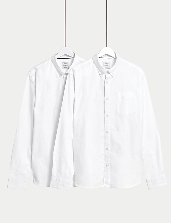 2pk Easy Iron Pure Cotton Oxford Shirts - GR