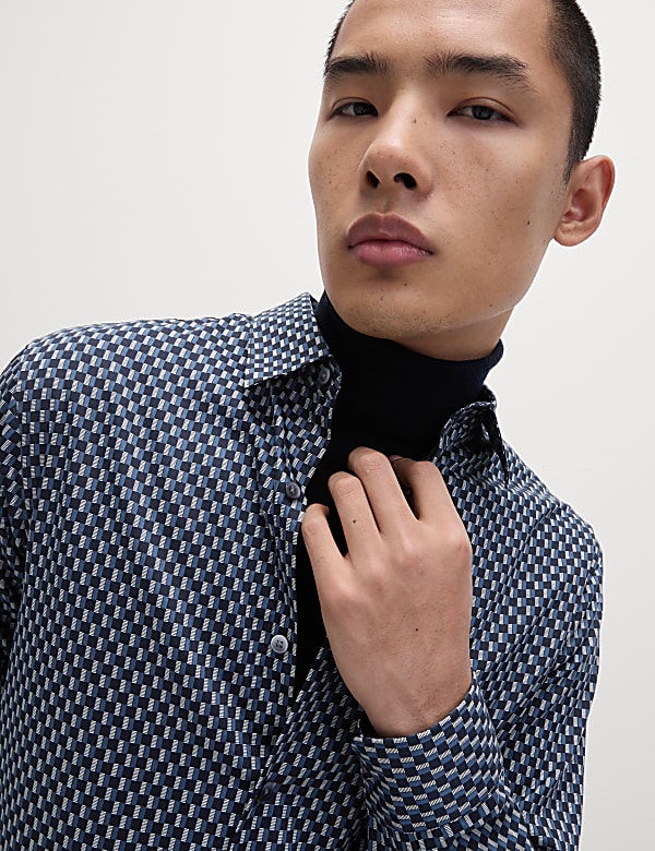 Cotton Blend Print Shirt