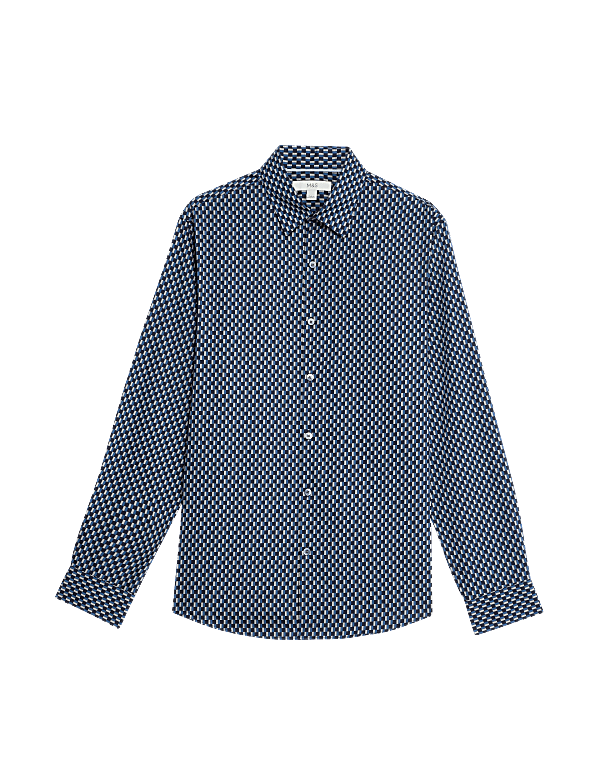 Cotton Blend Print Shirt