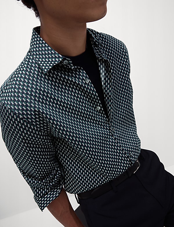 Cotton Blend Print Shirt