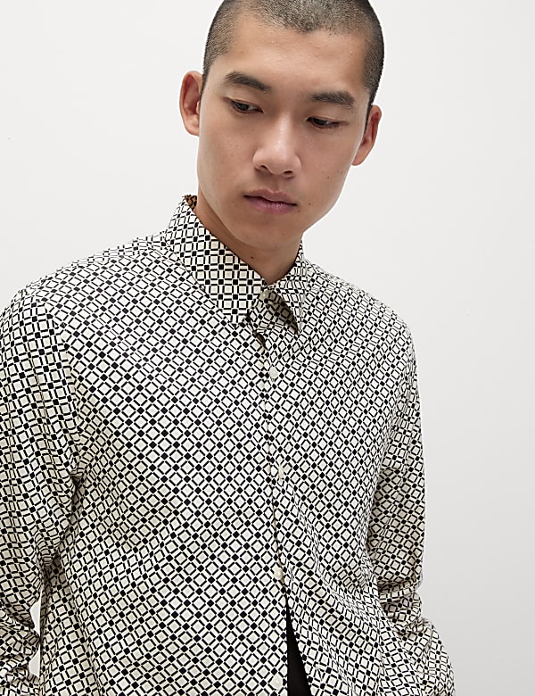 Cotton Blend Print Shirt