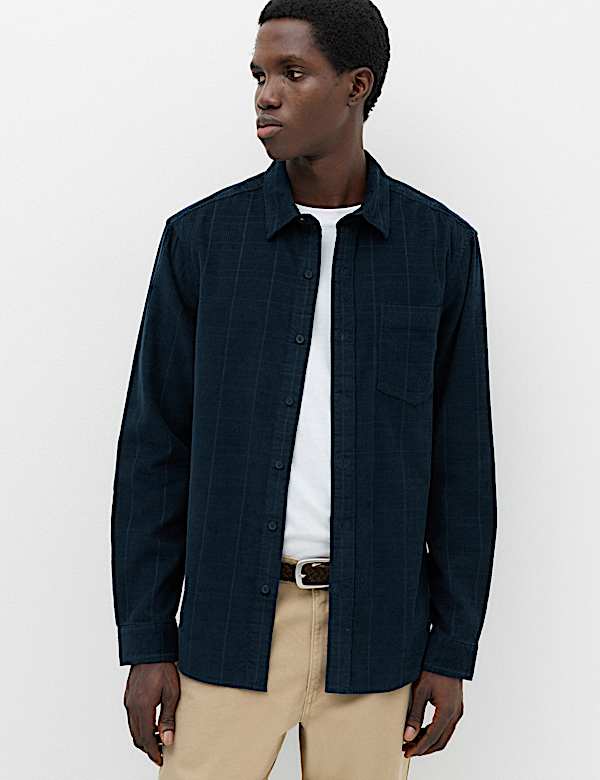 Regular Fit Checked Corduroy Shirt