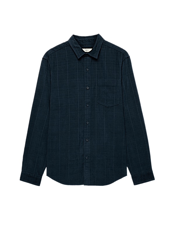 Regular Fit Checked Corduroy Shirt