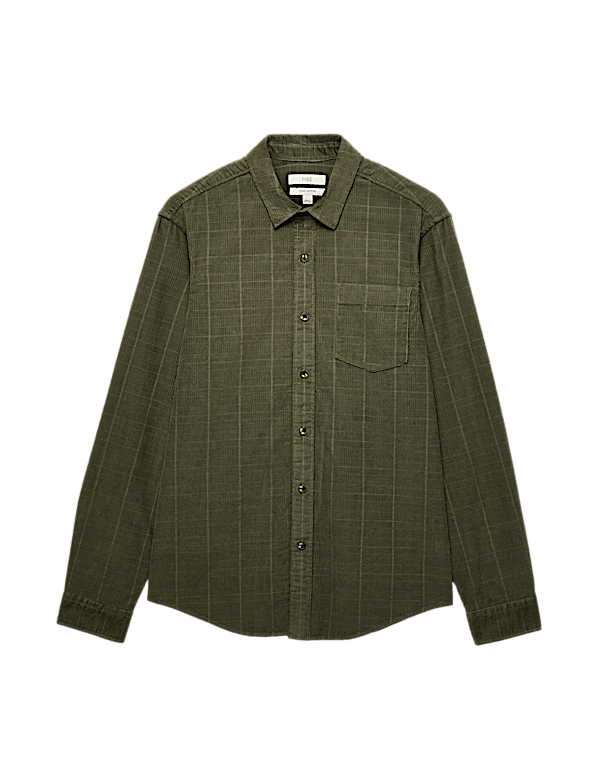 Regular Fit Checked Corduroy Shirt