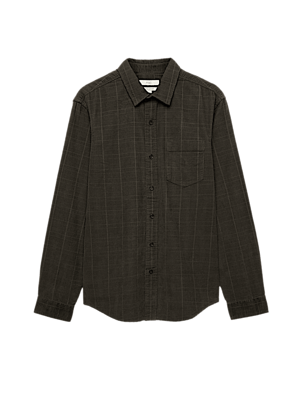 Regular Fit Checked Corduroy Shirt
