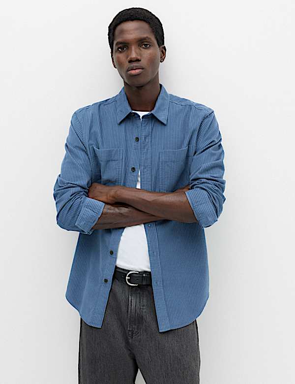 Regular Fit Striped Corduroy Shirt