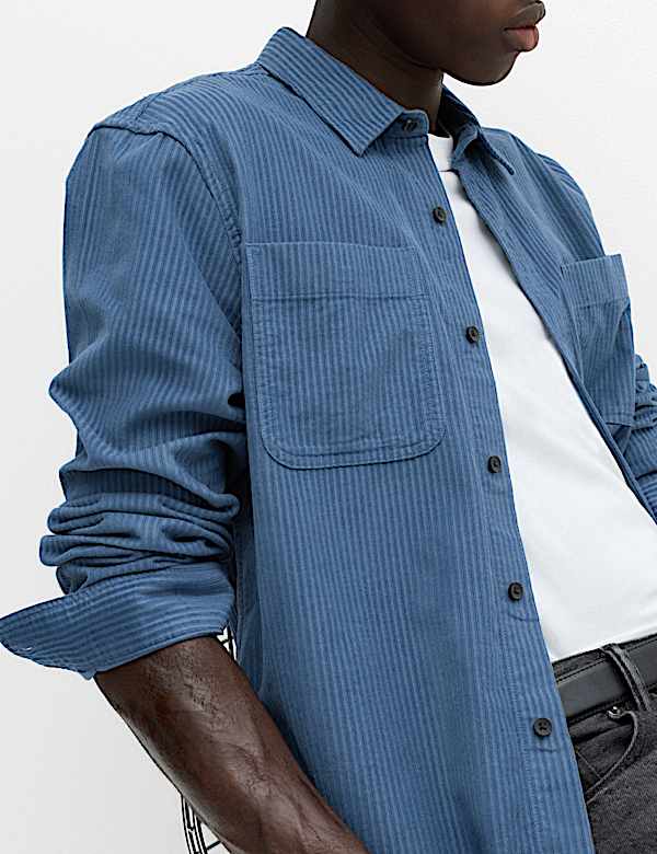 Regular Fit Striped Corduroy Shirt