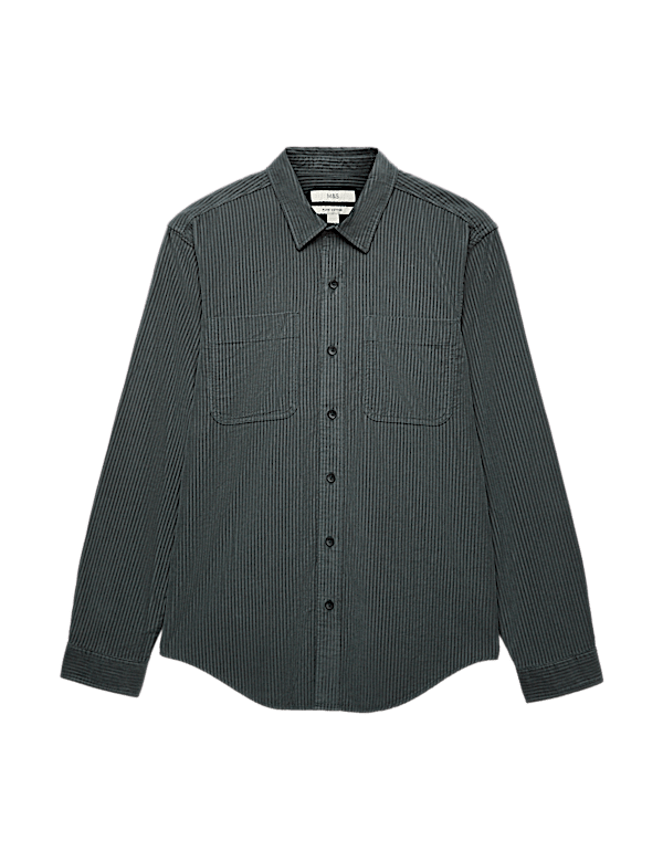 Regular Fit Striped Corduroy Shirt