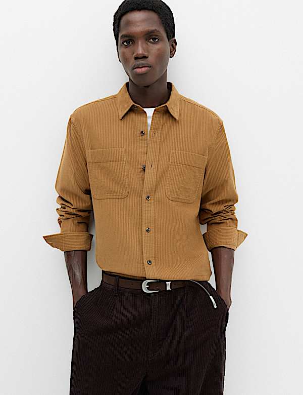 Regular Fit Striped Corduroy Shirt
