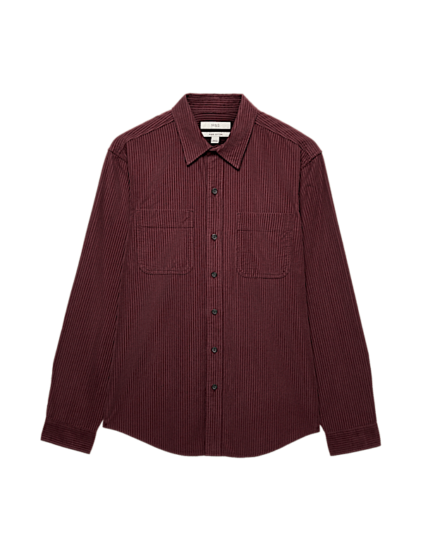 Regular Fit Striped Corduroy Shirt