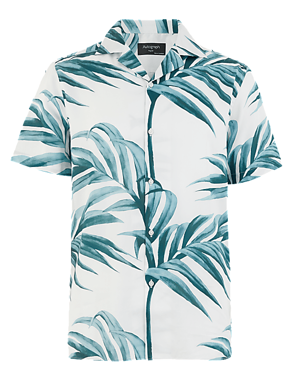 Pure Cotton Revere Palm Print Shirt