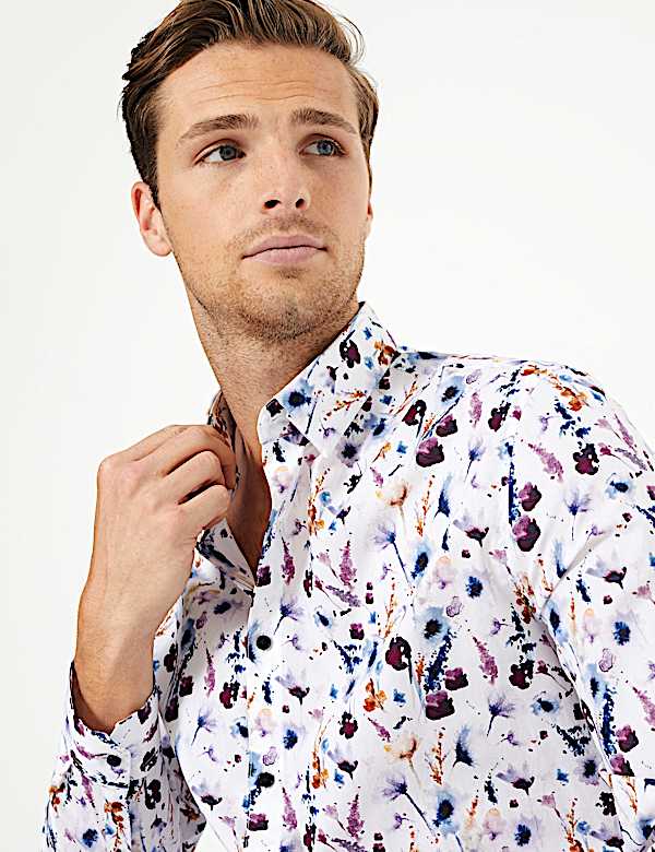 Cotton Watercolour Print Shirt