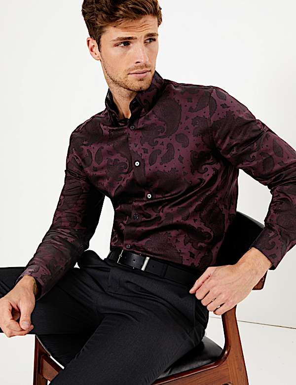 Pure Cotton Paisley Jacquard Shirt
