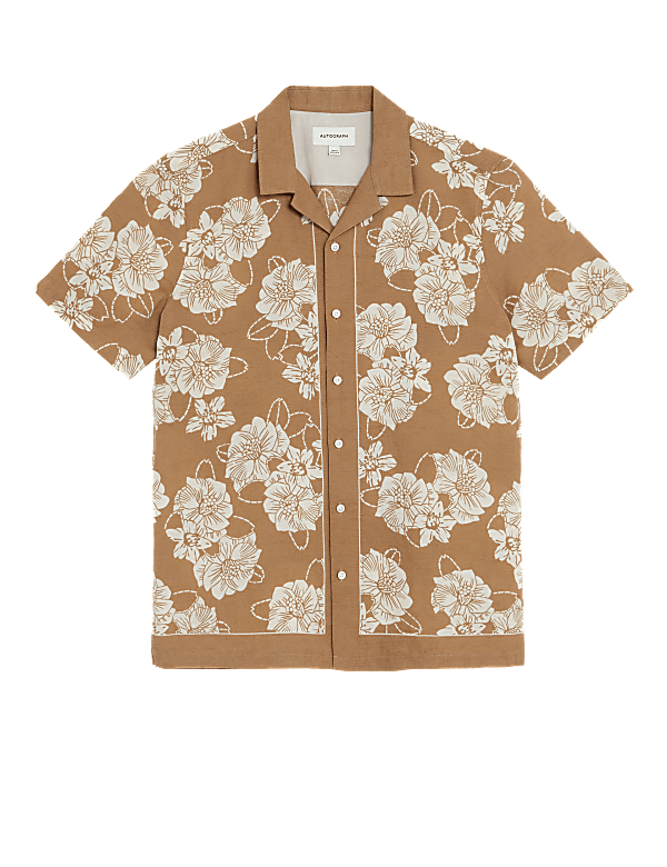 Linen Rich Floral Cuban Collar Shirt