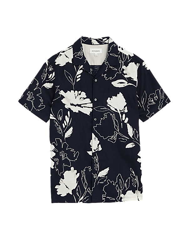 Linen Rich Floral Cuban Collar Shirt