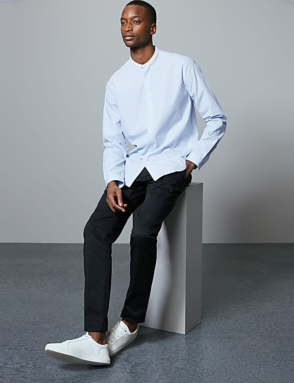 Pure Cotton Striped Grandad Shirt