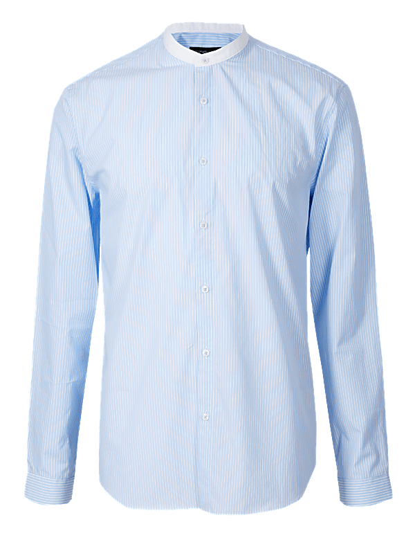 Pure Cotton Striped Grandad Shirt