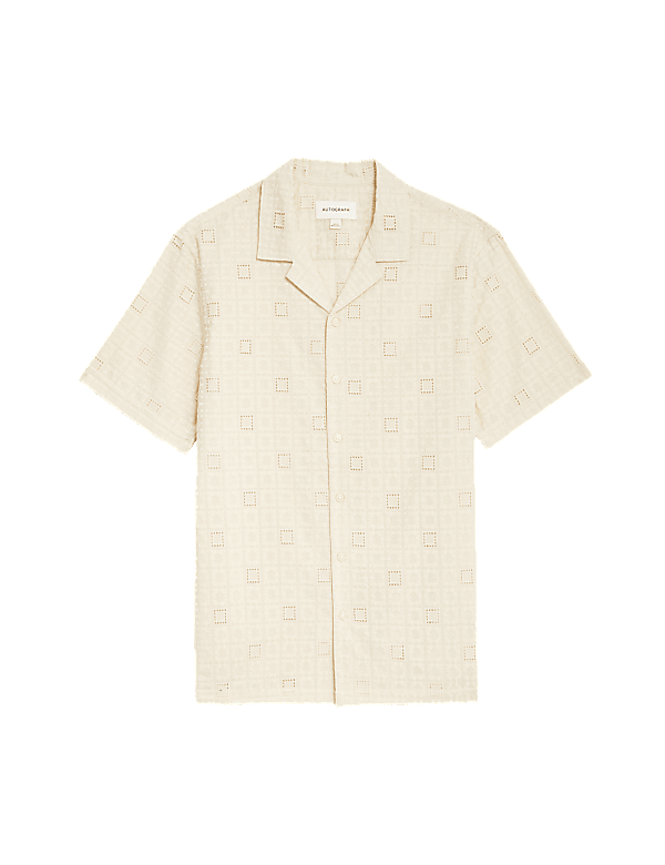 Easy Iron Pure Cotton Revere Collar Embroidered Shirt