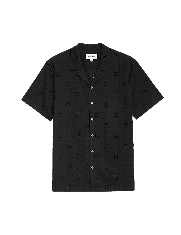 Easy Iron Pure Cotton Revere Collar Embroidered Shirt