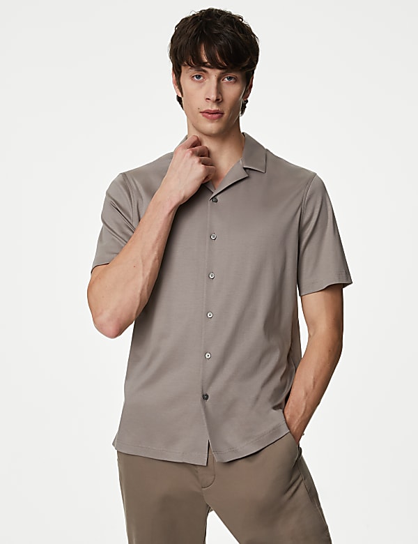Pure Cotton Cuban Collar Jersey Shirt - US