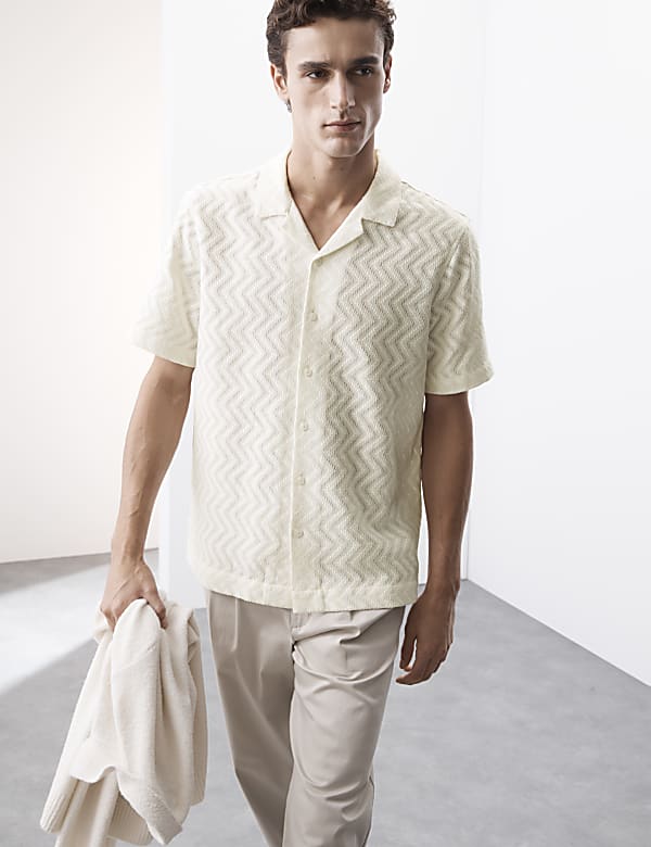 Cotton Rich Cuban Collar Shirt