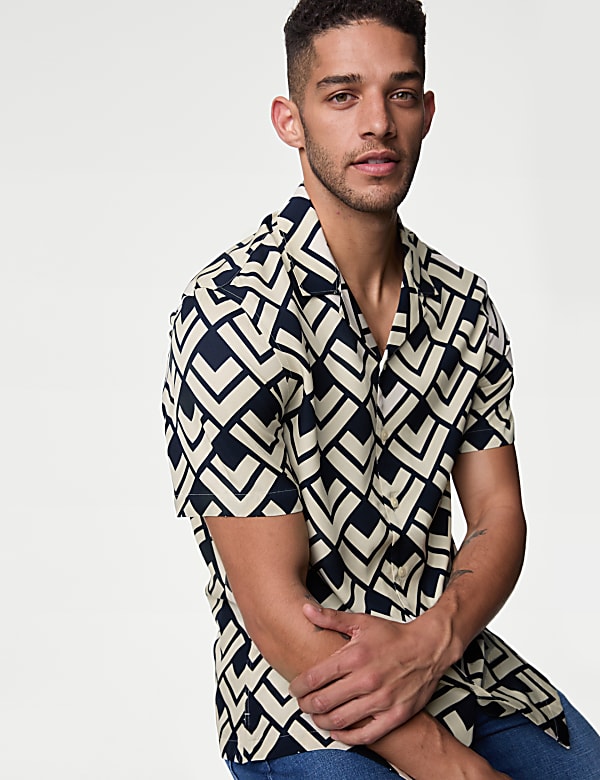 Twill Cuban Collar Shirt - HU