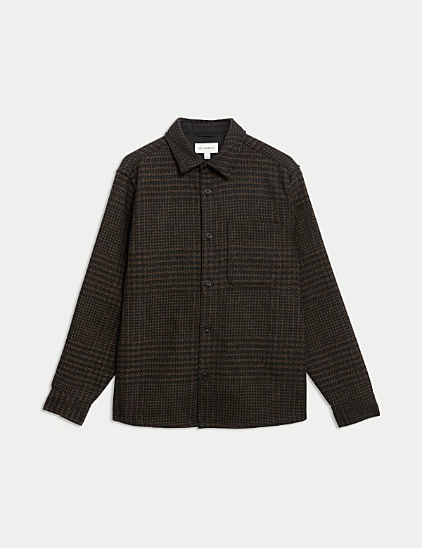 Wool Blend Houndstooth Overshirt - HR