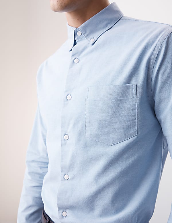 Slim Fit Cotton Rich Oxford Shirt - LU