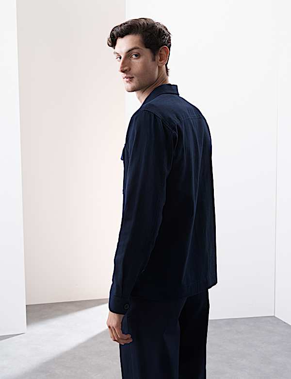 Surchemise en coton m&eacute;lang&eacute; lin - FR