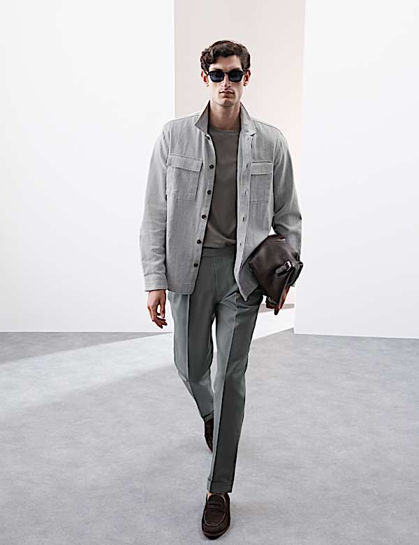 Πουκάμισο-πανωφόρι από σύμμεικτο βαμβάκι και λινό - GR