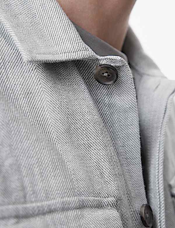 Πουκάμισο-πανωφόρι από σύμμεικτο βαμβάκι και λινό - GR