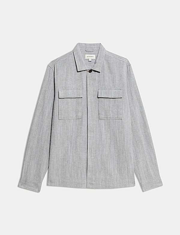 Πουκάμισο-πανωφόρι από σύμμεικτο βαμβάκι και λινό - GR