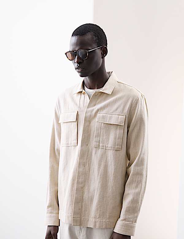 Cotton Linen Blend Overshirt