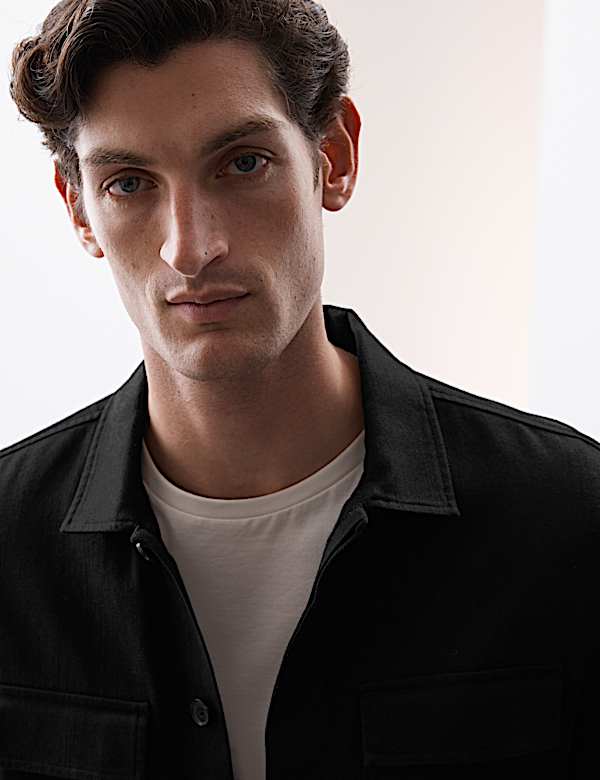 Cotton Linen Blend Overshirt