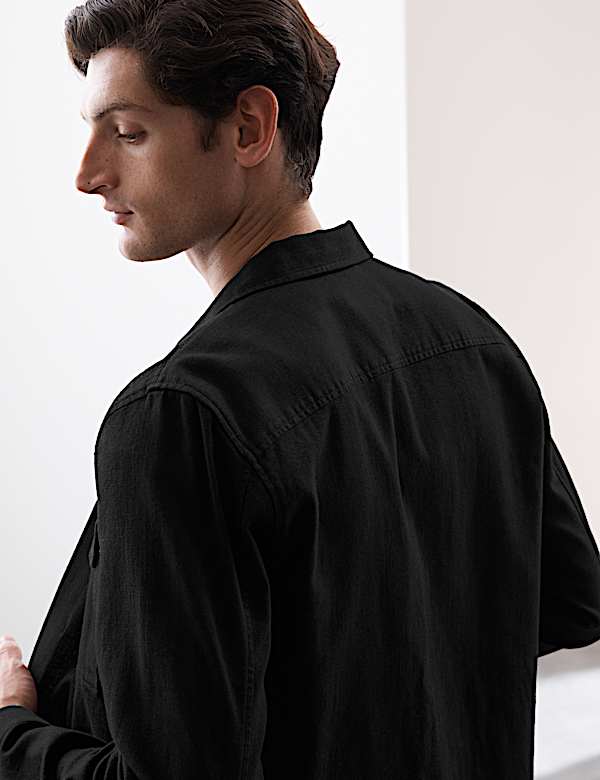 Cotton Linen Blend Overshirt