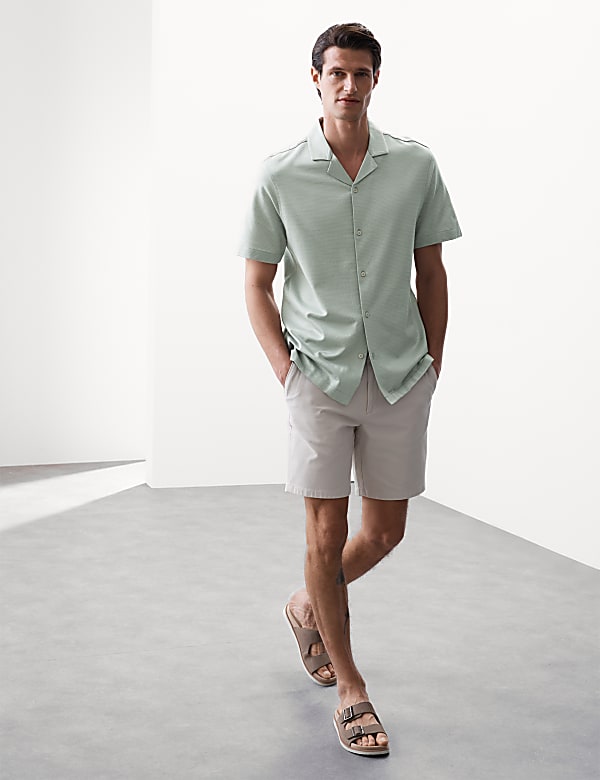 Pure Cotton Textured Cuban Collar Shirt