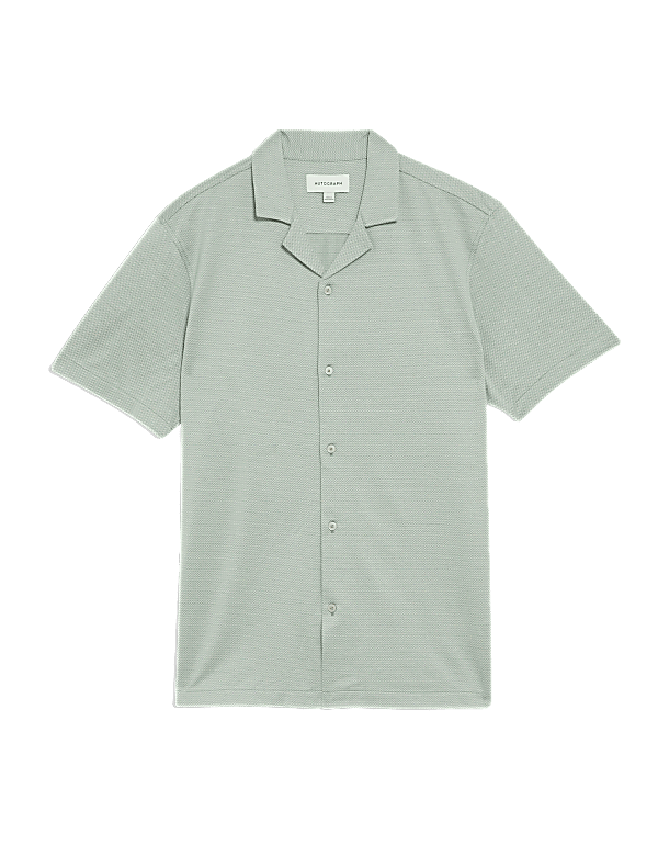 Pure Cotton Textured Cuban Collar Shirt