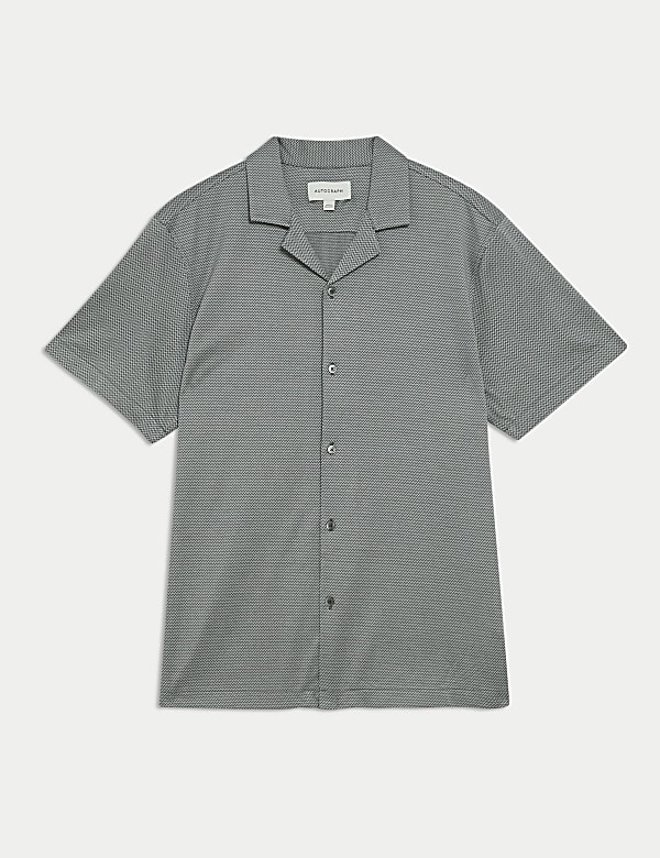 Pure Cotton Textured Cuban Collar Shirt - VN