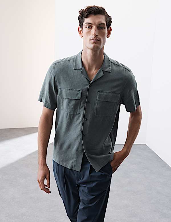 Linen Blend Cuban Collar Shirt - VN