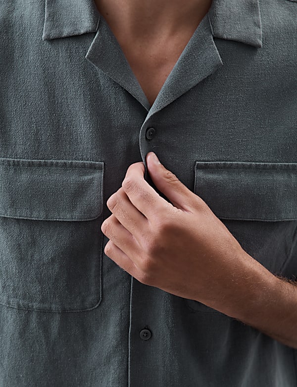 Linen Blend Cuban Collar Shirt - IT