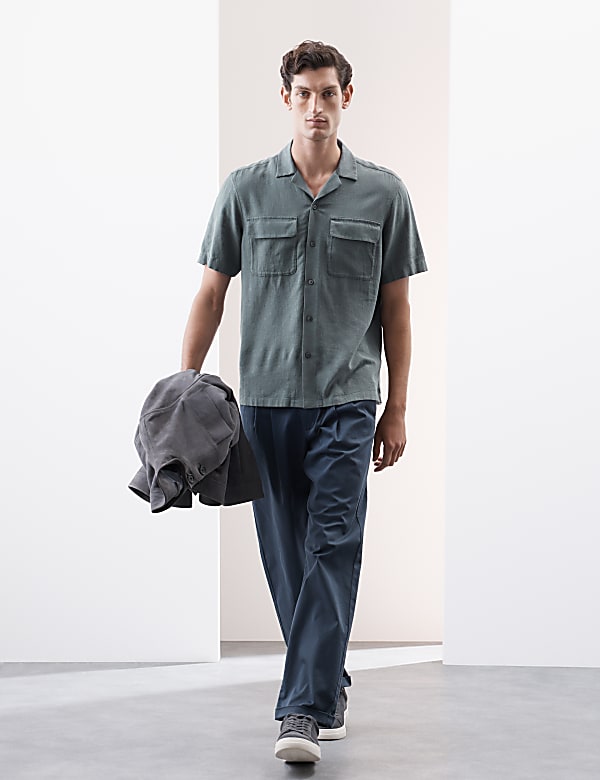 Linen Blend Cuban Collar Shirt - IT