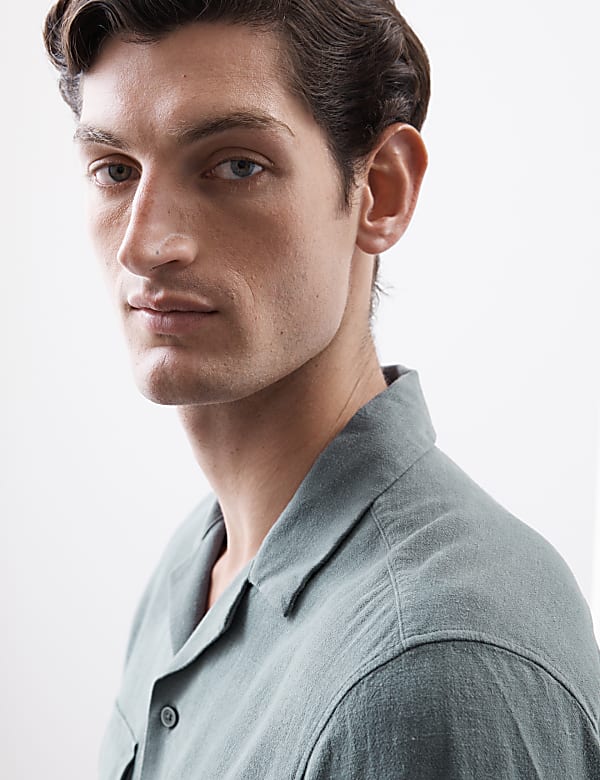 Linen Blend Cuban Collar Shirt - IT