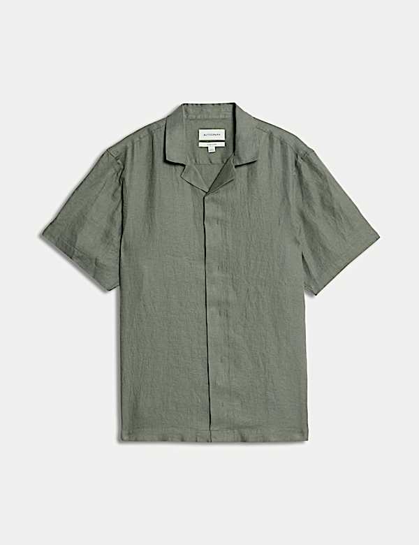 Pure Linen Herringbone Cuban Collar Shirt - RO