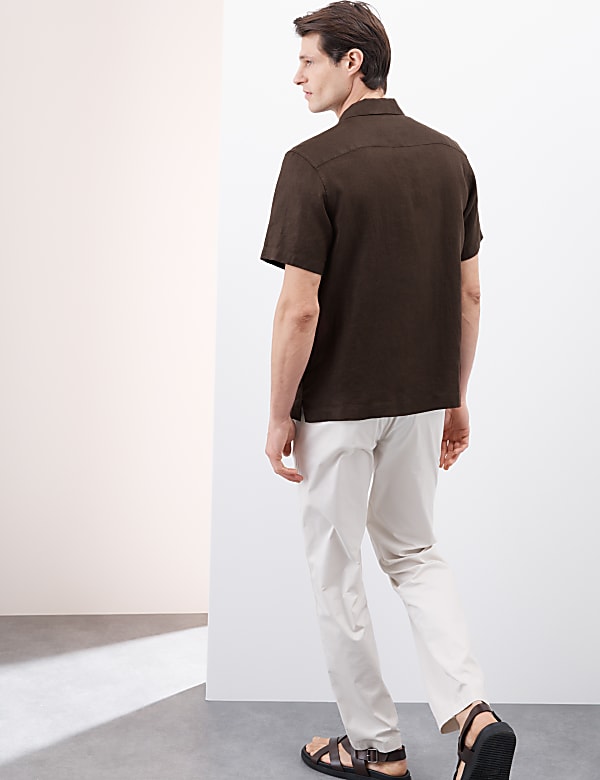 Pure Linen Herringbone Cuban Collar Shirt
