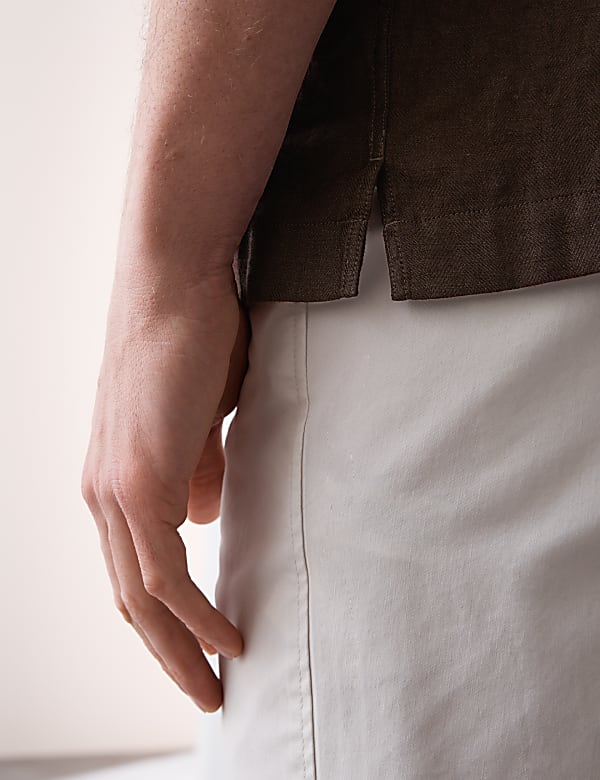 Pure Linen Herringbone Cuban Collar Shirt
